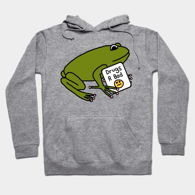 Green Frog with Anti Drugs Message Hoodie by ellenhenryart